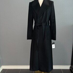 LAUREN RALPH LAUREN WOOL BLEND BELTED WRAP TRENCH COAT BLACK  NEW WITH TAGS SZ 6